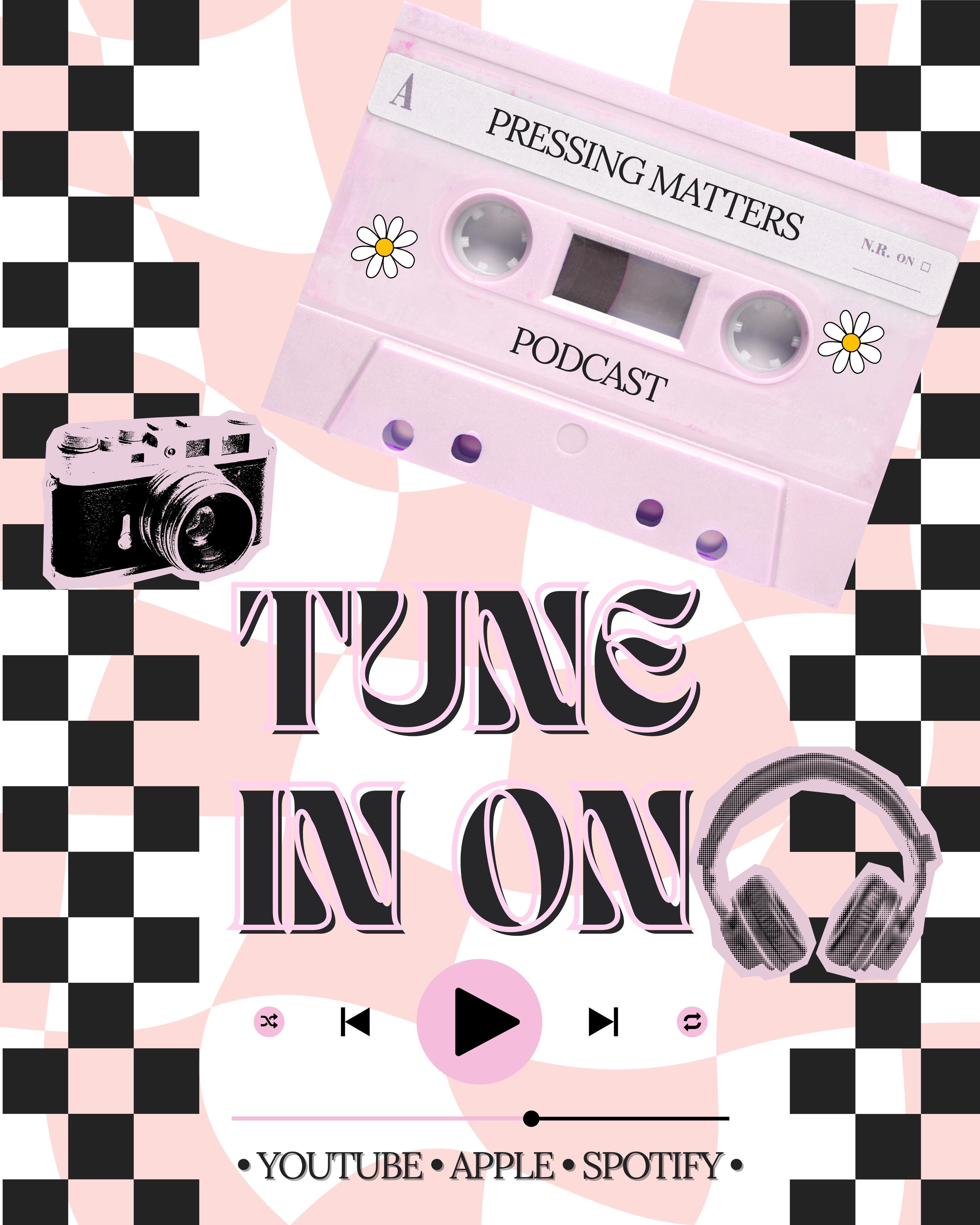 tune in on YouTube, Spotify, or Apple